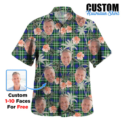 Clan Haliburton Tartan Custom Face Hawaiian Shirt – Unisex Gift for Family Members, Summer Party