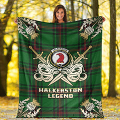Clan Halkerston Tartan Gold Courage Symbol Blanket GW29 Clan Halkerston Tartan Today