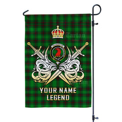 Custom Name Clan Halkerston Tartan Garden Flag with Clan Crest and the Golden Sword of Courageous Legacy NN99