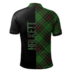 Clan Halkett Tartan Polo Shirt Half of Me - Cross Style LE35 Halkett Tartan Tartan Polo