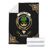 Clan Hamilton Crest Tartan Premium Blanket Black KN56 Clan Hamilton Tartan Today