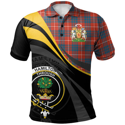Clan Hamilton Ancient Tartan Polo Shirt - Royal Coat Of Arms Style AF11