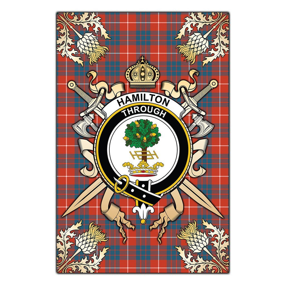 Clan Hamilton Ancient Tartan Crest Black Garden Flag - Gold Thistle MJ88 Clan Hamilton Tartan Today