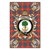 Clan Hamilton Ancient Tartan Crest Black Garden Flag - Gold Thistle MJ88 Clan Hamilton Tartan Today