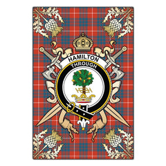 Clan Hamilton Ancient Tartan Crest Black Garden Flag - Gold Thistle MJ88 Clan Hamilton Tartan Today