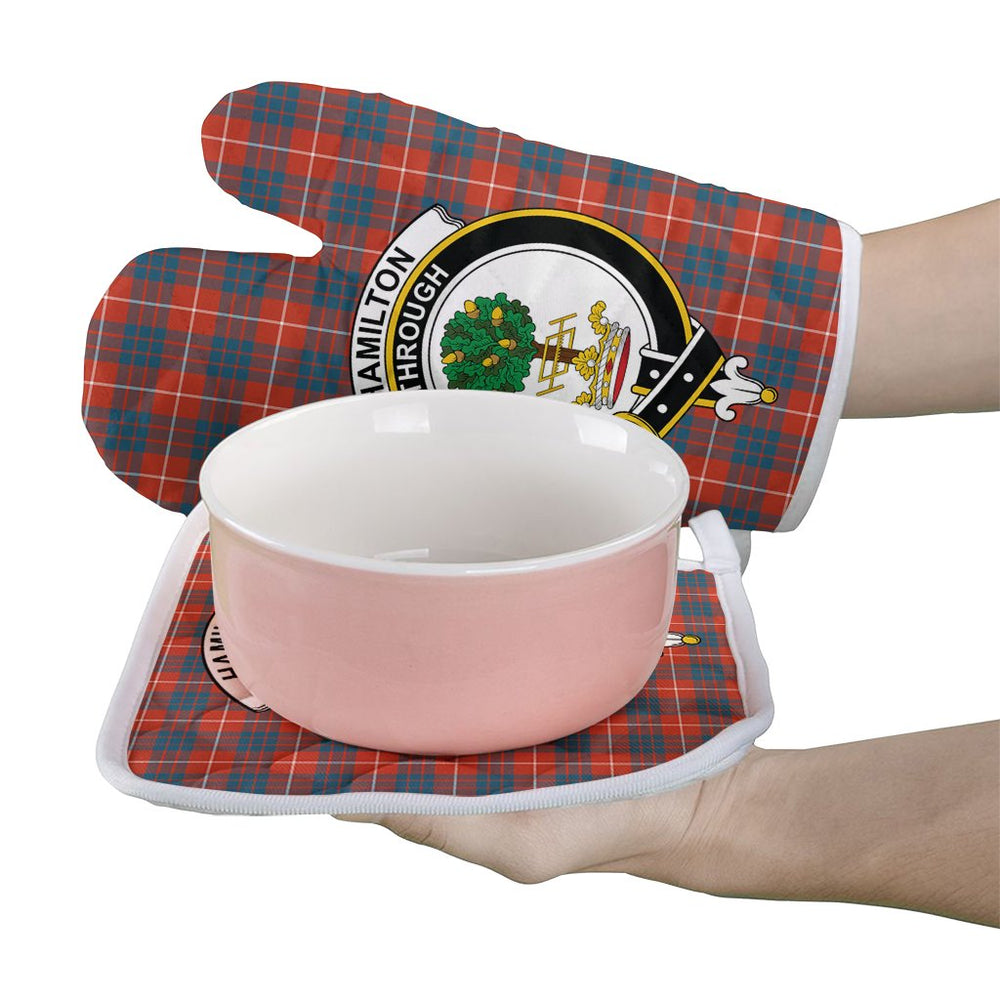Clan Hamilton Ancient Tartan Crest Oven Mitt And Pot Holder (2 Oven Mitts + 1 Pot Holder) TC91 Clan Hamilton Tartan Today