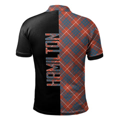 Clan Hamilton Ancient Tartan Polo Shirt Half of Me - Cross Style AH20 Hamilton Ancient Tartan Tartan Polo