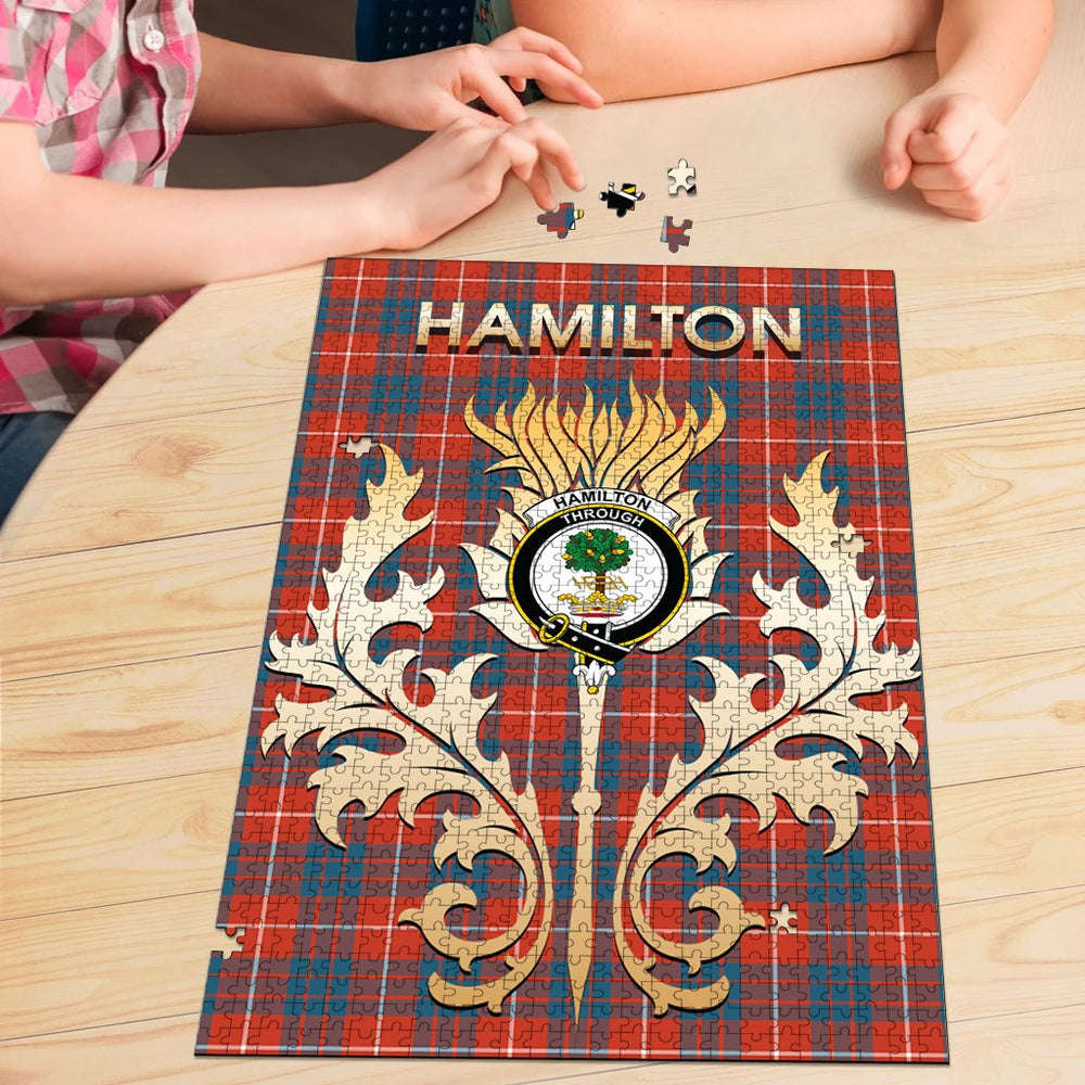 Clan Hamilton Ancient Tartan Crest Thistle Jigsaw Puzzles Gift For Family CU78 Clan Hamilton Tartan Today