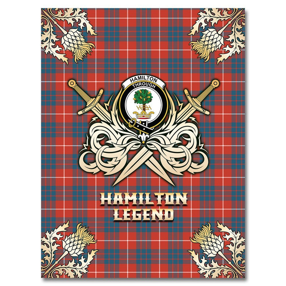 Clan Hamilton Ancient Tartan Gold Courage Symbol Blanket MP67 Clan Hamilton Tartan Today