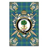 Clan Clan Hamilton Hunting Ancient Tartan Crest Black Garden Flag - Gold Thistle DD83 Clan Hamilton Tartan Today