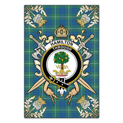 Clan Clan Hamilton Hunting Ancient Tartan Crest Black Garden Flag - Gold Thistle DD83 Clan Hamilton Tartan Today