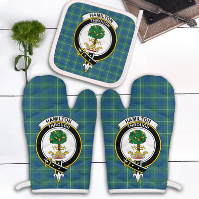 Clan Hamilton Hunting Ancient Tartan Crest Oven Mitt And Pot Holder (2 Oven Mitts + 1 Pot Holder) OR36