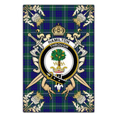 Clan Hamilton Hunting Modern Tartan Crest Black Garden Flag - Gold Thistle SR32 Clan Hamilton Tartan Today