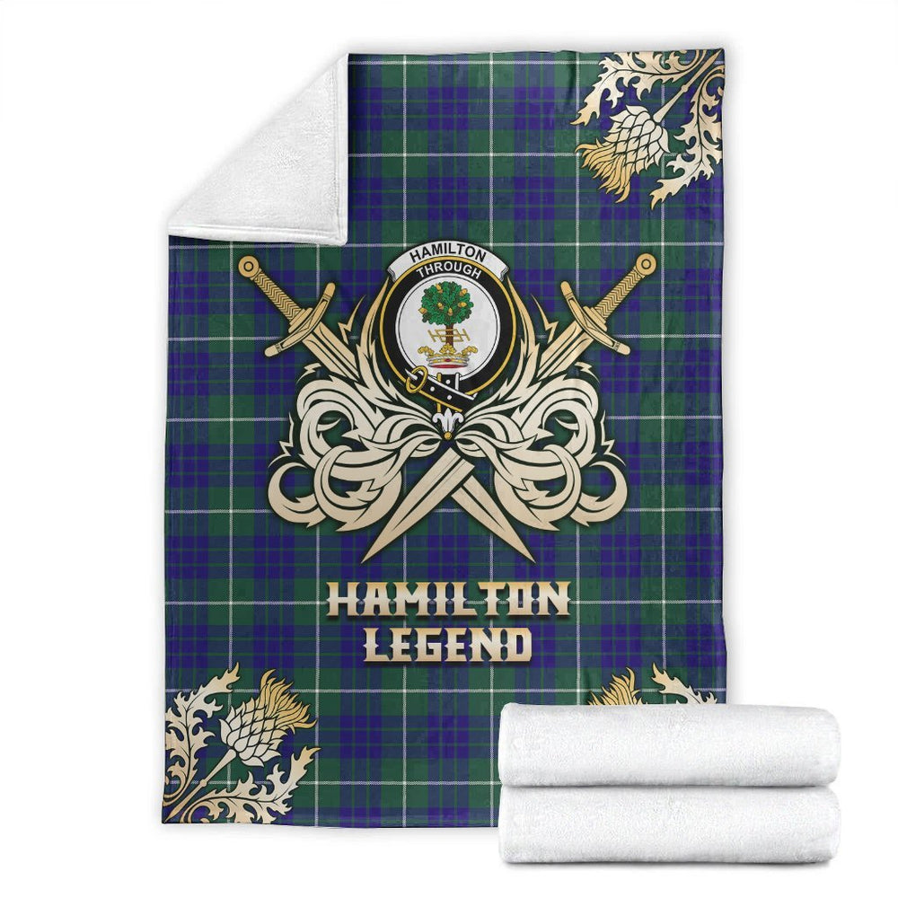 Clan Hamilton Hunting Modern Tartan Gold Courage Symbol Blanket MM66 Clan Hamilton Tartan Today