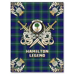 Clan Hamilton Hunting Modern Tartan Gold Courage Symbol Blanket MM66 Clan Hamilton Tartan Today