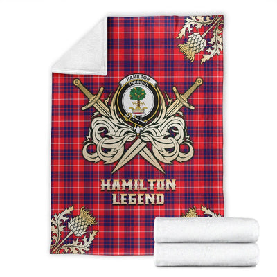 Clan Hamilton Modern Tartan Gold Courage Symbol Blanket AL91