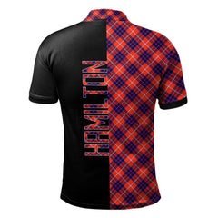 Clan Hamilton Modern Tartan Polo Shirt Half of Me - Cross Style SR45 Hamilton Modern Tartan Tartan Polo