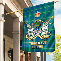 Custom Name Clan Hamilton Hunting Ancient Tartan Garden Flag with Clan Crest and the Golden Sword of Courageous Legacy BX40