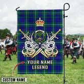 Personalized Custom Name Clan Hamilton Hunting Modern Tartan Garden Flag with Clan Crest and the Golden Sword of Courageous Legacy TF38 - Hamilton Hunting Modern Tartan Design, Scottish Heritage Gift