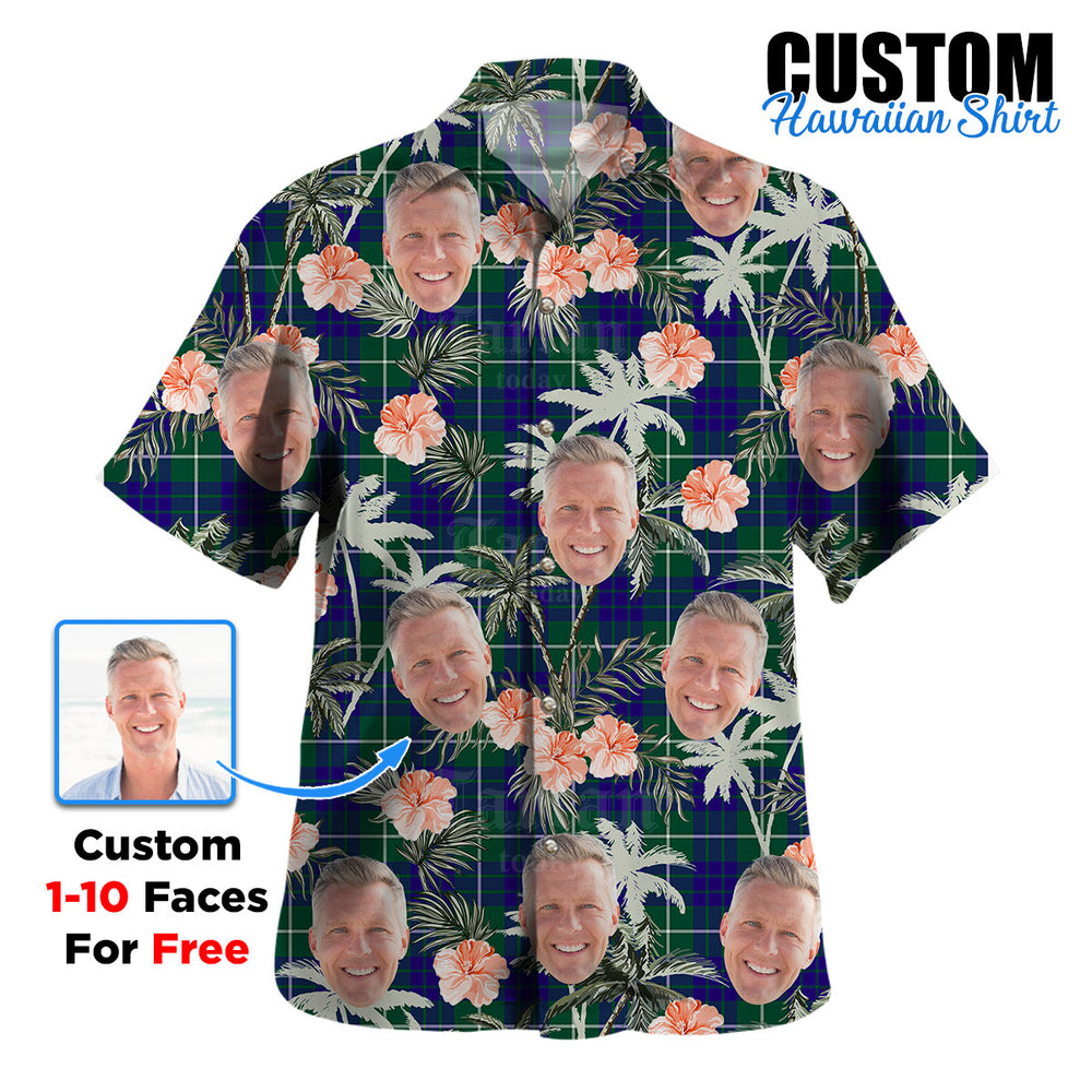 Clan Hamilton Hunting Modern Tartan Custom Face Hawaiian Shirt – Unisex Gift for Family Members, Summer Party DY74 Hamilton Hunting Modern Tartan Tartan Hawaii Shirt