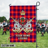 Personalized Custom Name Clan Hamilton Modern Tartan Garden Flag with Clan Crest and the Golden Sword of Courageous Legacy LX98 - Hamilton Modern Tartan Design, Scottish Heritage Gift