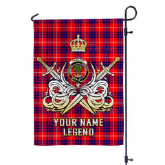 Custom Name Clan Hamilton Modern Tartan Garden Flag with Clan Crest and the Golden Sword of Courageous Legacy LX98