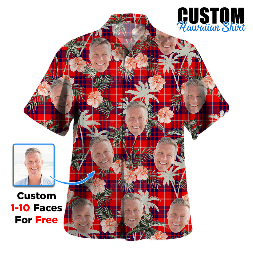 Clan Hamilton Modern Tartan Custom Face Hawaiian Shirt – Unisex Gift for Family Members, Summer Party SE11 Hamilton Modern Tartan Tartan Hawaii Shirt