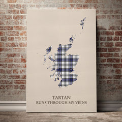 Hannay Tartan Scotland Map Canvas – “Tartan Runs Through My Veins” Wall Art
