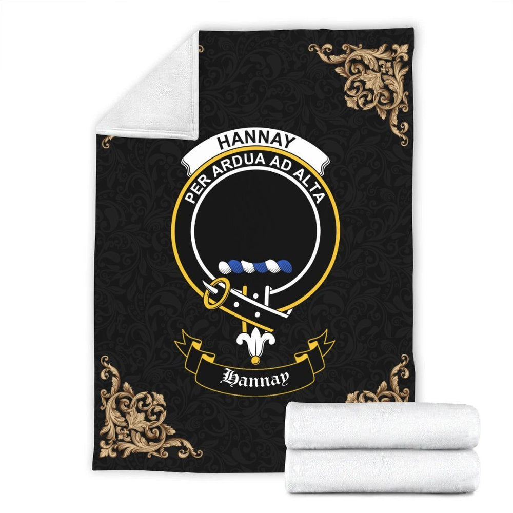 Clan Hannay Crest Tartan Premium Blanket Black YD88 Clan Hannay Tartan Today