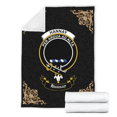 Clan Hannay Crest Tartan Premium Blanket Black YD88 Clan Hannay Tartan Today