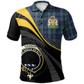 Clan Hannay Blue Tartan Polo Shirt - Royal Coat Of Arms Style HT71 Hannay Blue Tartan Tartan Polo