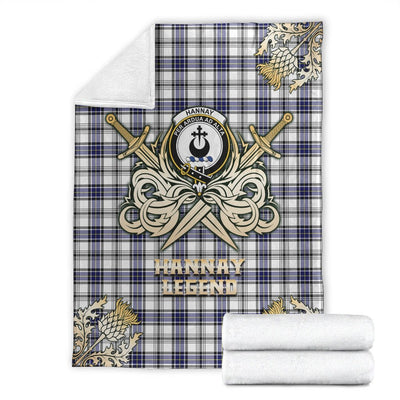 Clan Hannay Modern Tartan Gold Courage Symbol Blanket JY49