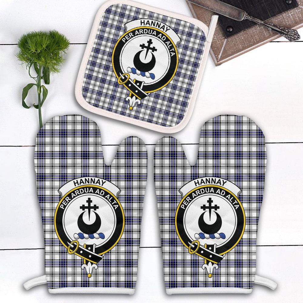 Clan Hannay Modern Tartan Crest Oven Mitt And Pot Holder (2 Oven Mitts + 1 Pot Holder) SJ94 Clan Hannay Tartan Today