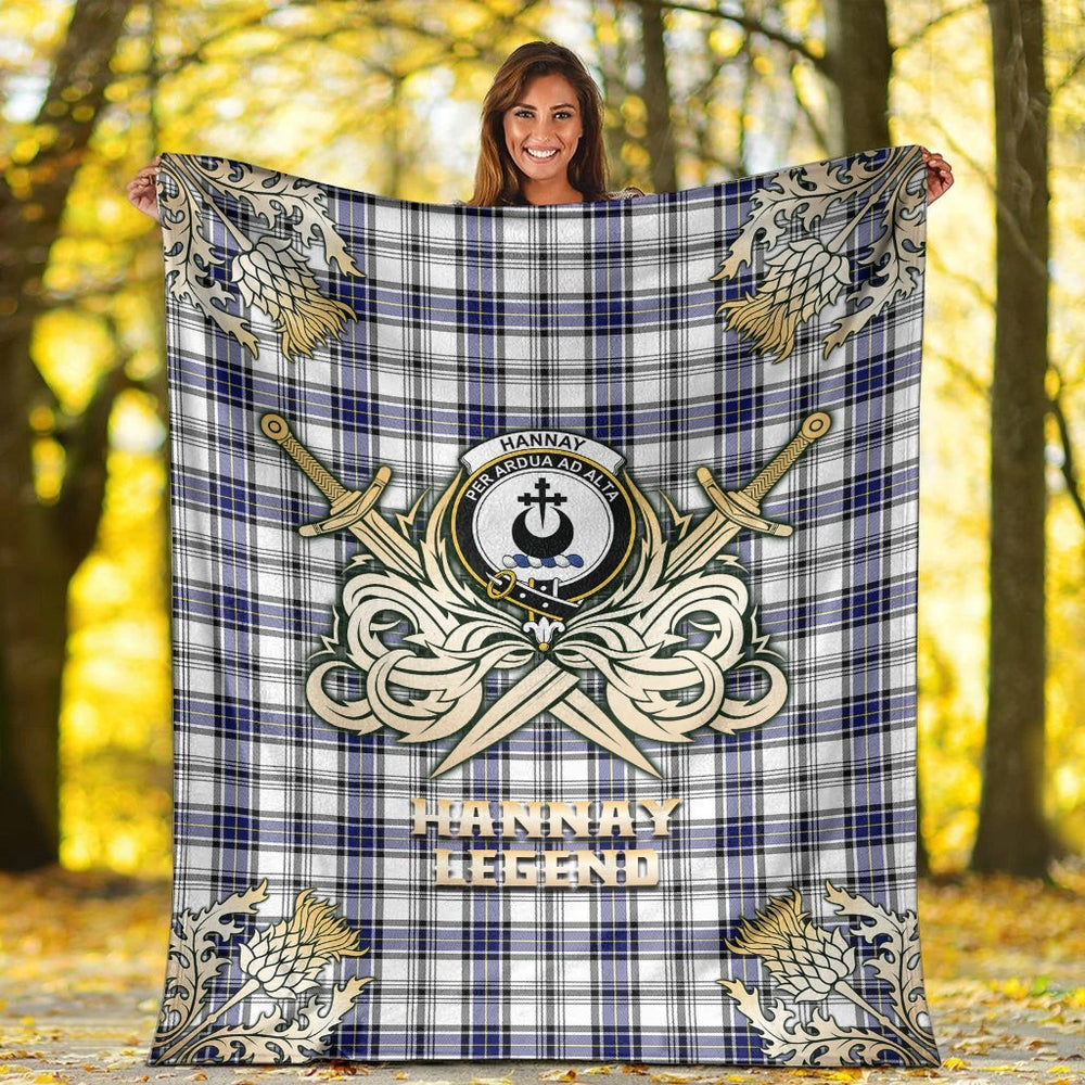 Clan Hannay Modern Tartan Gold Courage Symbol Blanket JY49 Clan Hannay Tartan Today