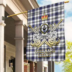 Custom Name Clan Hannay Tartan Garden Flag with Clan Crest and the Golden Sword of Courageous Legacy IS92