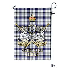 Custom Name Clan Hannay Tartan Garden Flag with Clan Crest and the Golden Sword of Courageous Legacy IS92