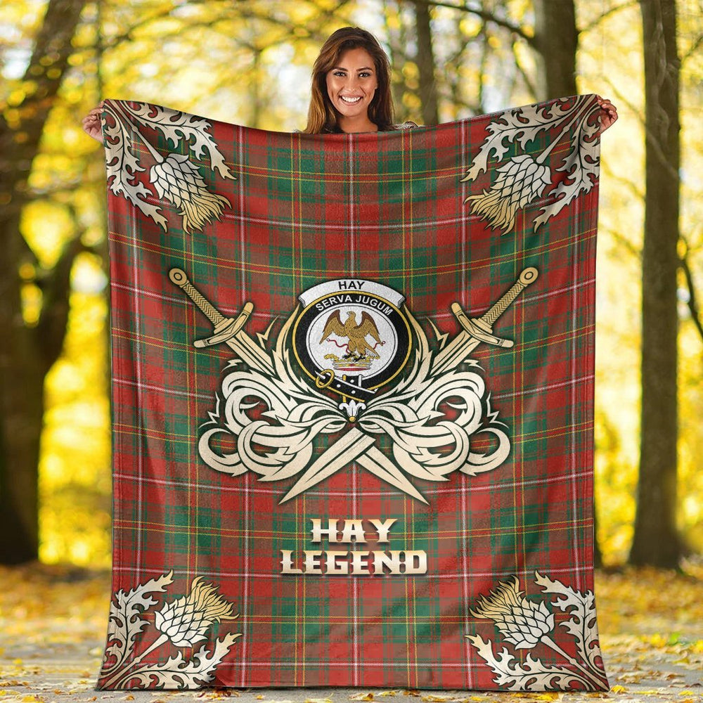 Clan Hay Ancient Tartan Gold Courage Symbol Blanket VI98 Clan Hay Tartan Today