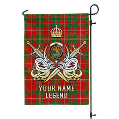 Custom Name Clan Hay Ancient Tartan Garden Flag with Clan Crest and the Golden Sword of Courageous Legacy VY67