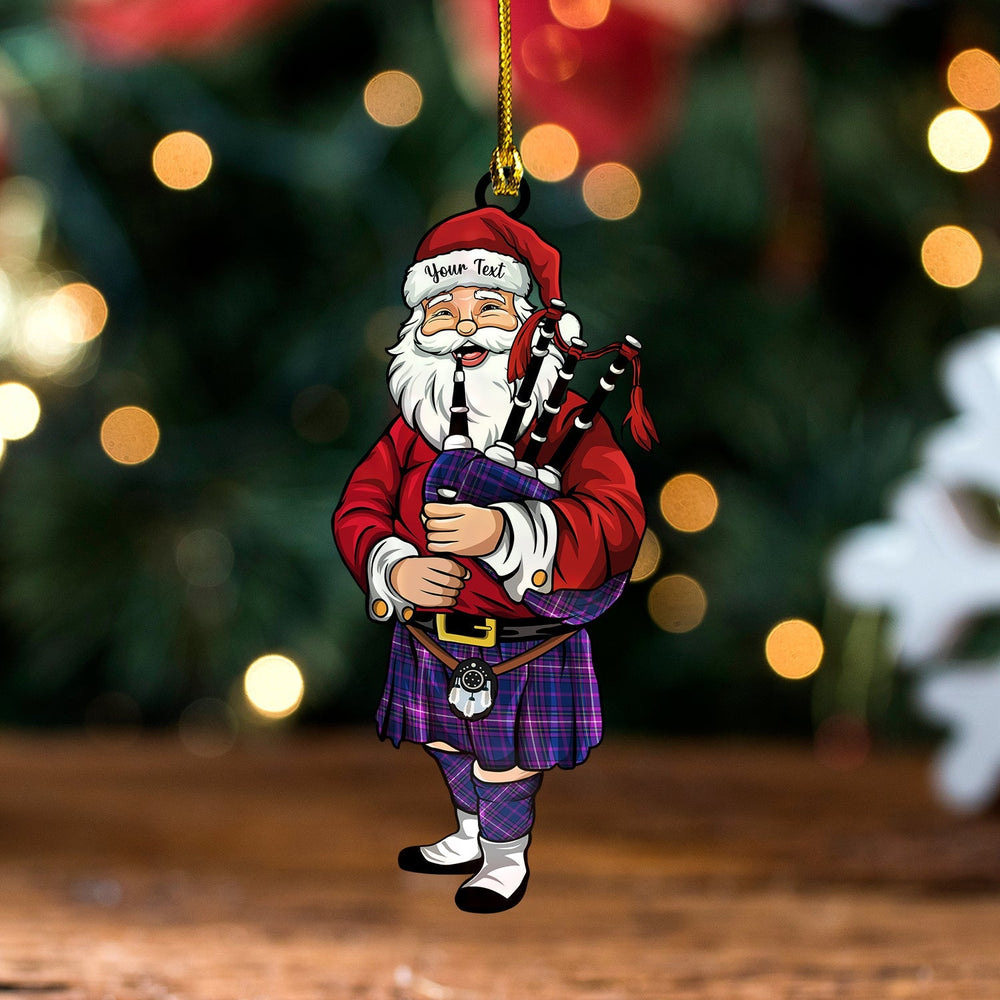Heddle Modern Tartan Wood Acrylic Ornament Santa Personalized