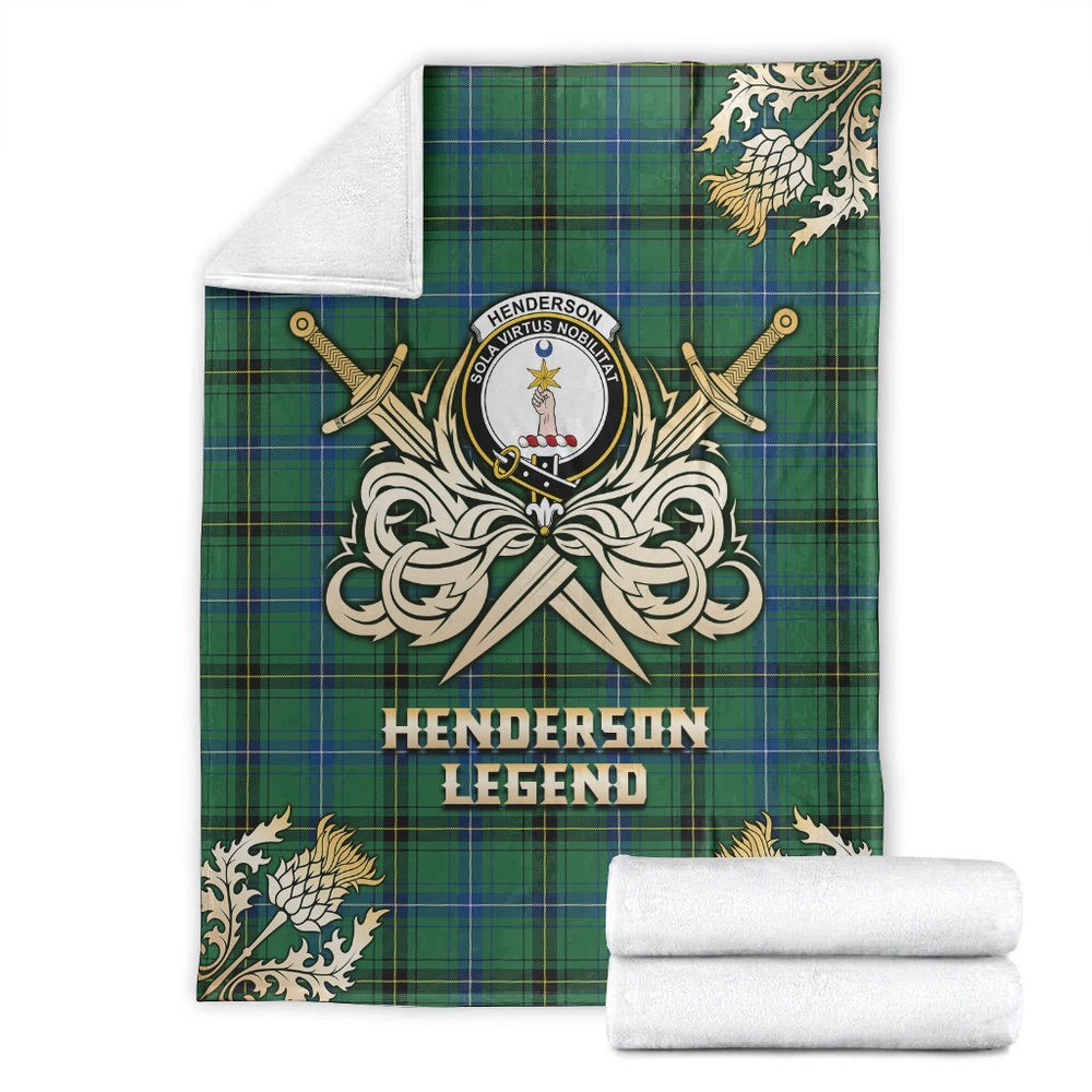 Clan Henderson Ancient Tartan Gold Courage Symbol Blanket JX69 Clan Henderson Tartan Today