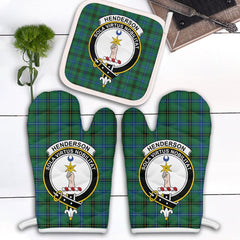 Clan Henderson Ancient Tartan Crest Oven Mitt And Pot Holder (2 Oven Mitts + 1 Pot Holder) QV80 Clan Henderson Tartan Today