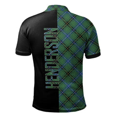 Clan Henderson Ancient Tartan Polo Shirt Half of Me - Cross Style BV87 Henderson Ancient Tartan Tartan Polo