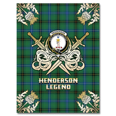 Clan Henderson Ancient Tartan Gold Courage Symbol Blanket JX69 Clan Henderson Tartan Today