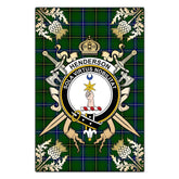 Clan Henderson Modern Tartan Crest Black Garden Flag - Gold Thistle AF45 Clan Henderson Tartan Today
