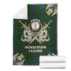 Clan Henderson Modern Tartan Gold Courage Symbol Blanket YN83 Clan Henderson Tartan Today