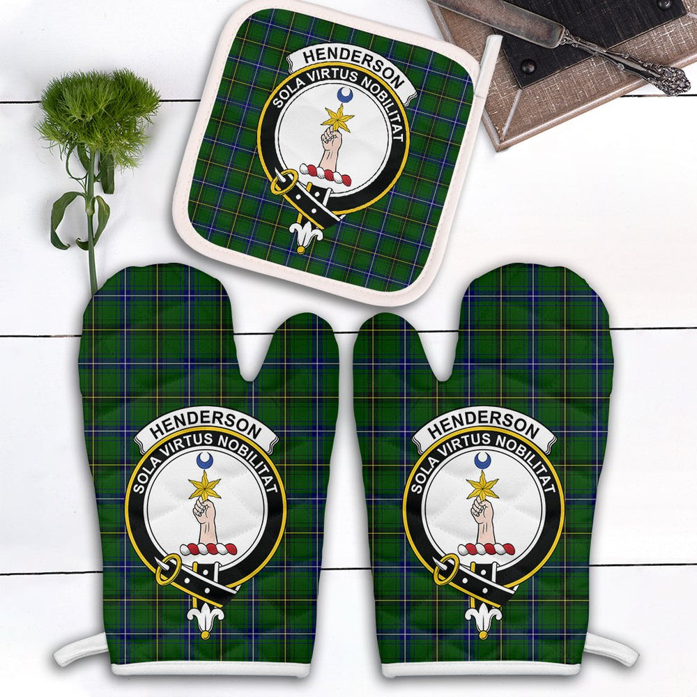 Clan Henderson Modern Tartan Crest Oven Mitt And Pot Holder (2 Oven Mitts + 1 Pot Holder) RF77 Clan Henderson Tartan Today