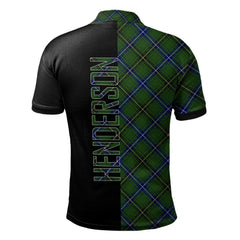 Clan Henderson Modern Tartan Polo Shirt Half of Me - Cross Style JR13 Henderson Modern Tartan Tartan Polo
