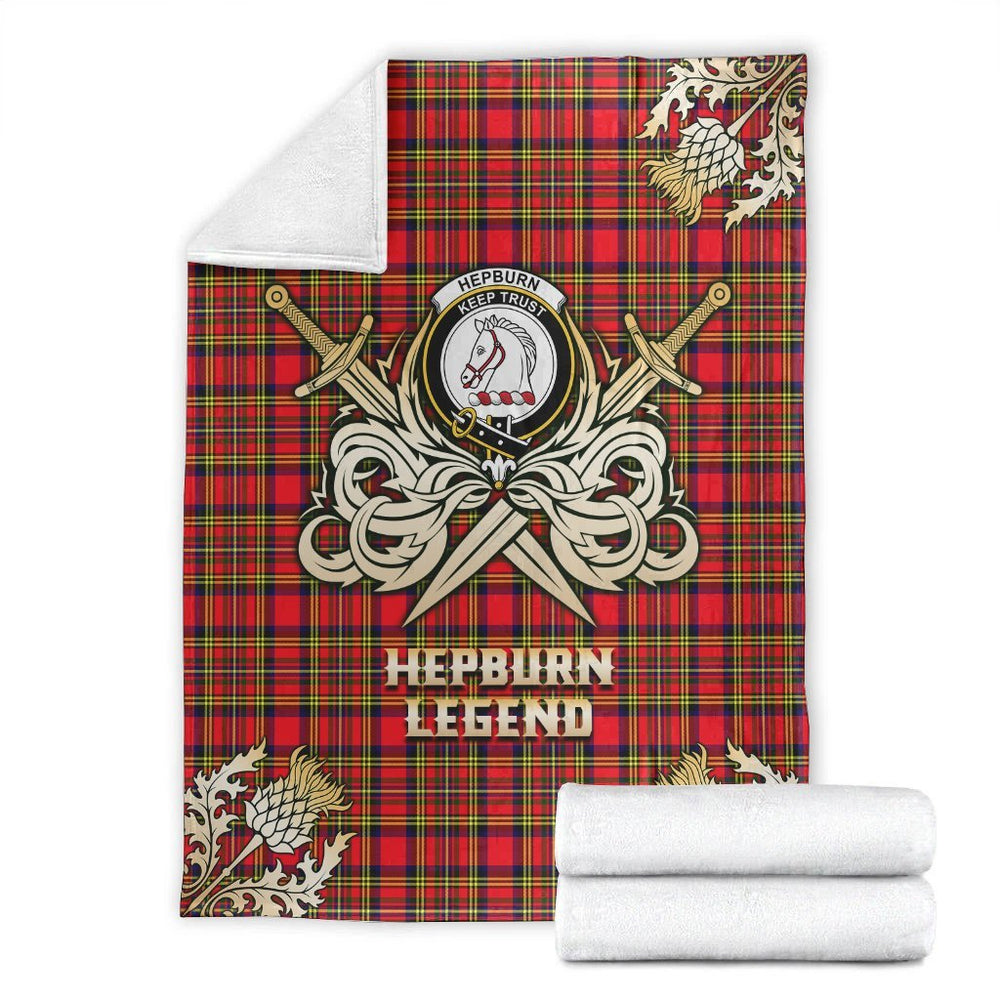 Clan Hepburn Tartan Gold Courage Symbol Blanket JH26 Clan Hepburn Tartan Today