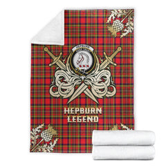 Clan Hepburn Tartan Gold Courage Symbol Blanket JH26 Clan Hepburn Tartan Today