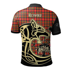 Clan Hepburn Tartan Polo Shirt Viking Wolf GY79 Hepburn Tartan Tartan Polo